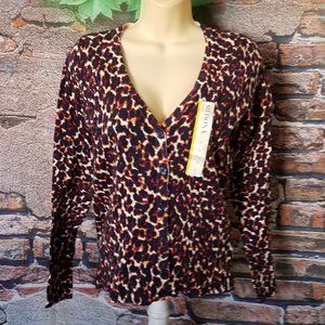 Leopard Print V Neck Button Down Cardigan